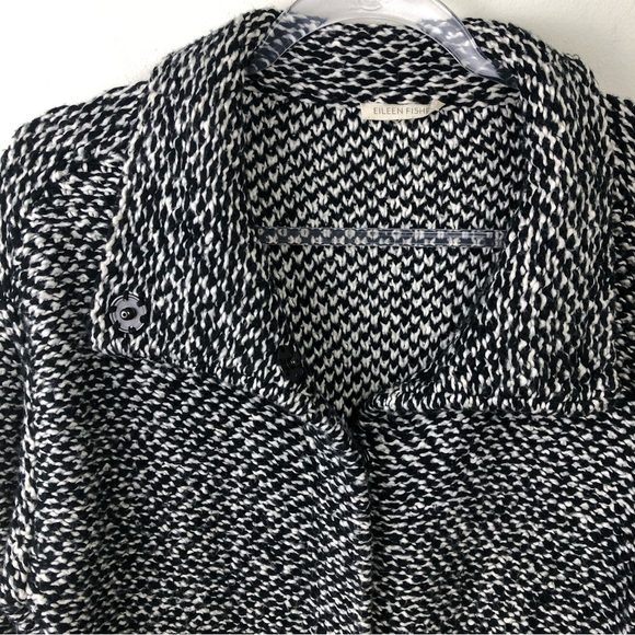Eileen Fisher Black and White knit snap front jacket sweater size: XL - Picture 5 of 16